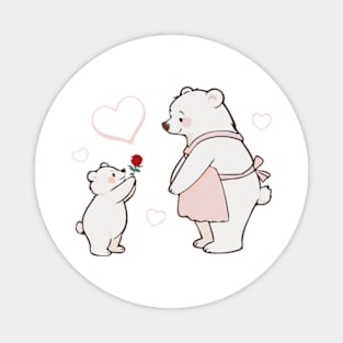 Bear Baby Gifting a Rose to Mom Magnet